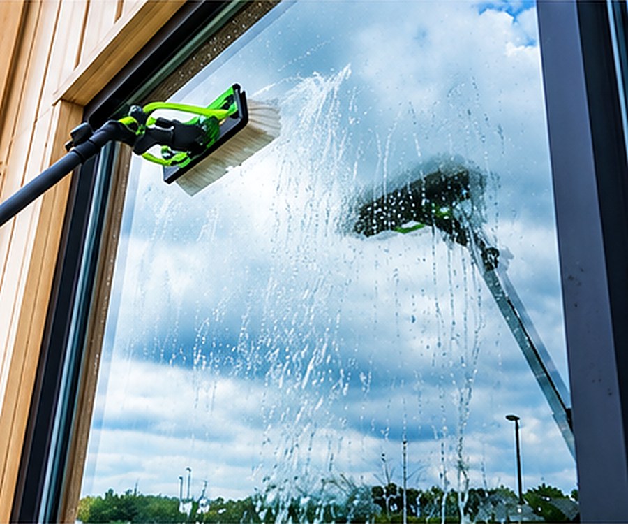 Exterior view of a window — outside surface cleaning